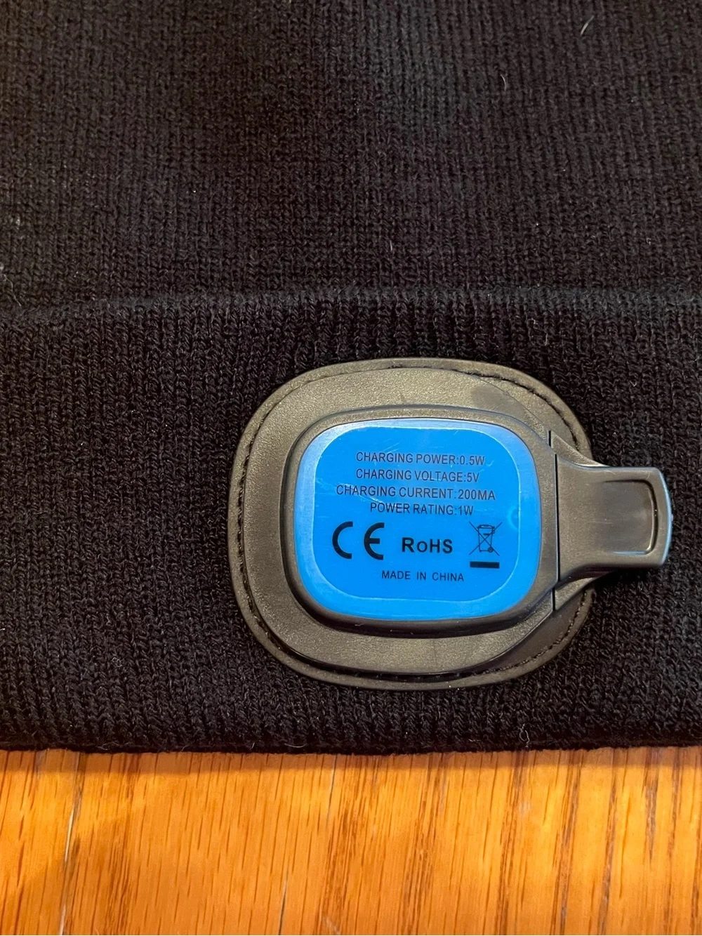 Black Beanie Hat with Rechargeable Head light New without tags